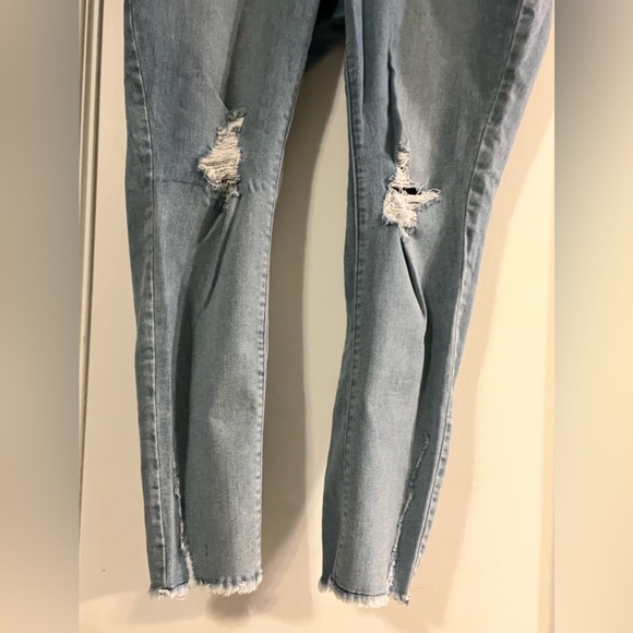 Lane Bryant Women's Distressed Skinny Jeans Size 16 Blue Stretch Denim Mid Rise - Picture 4 of 11